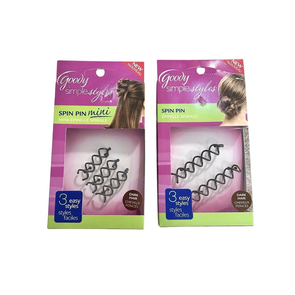 Goody Simple Styles Spin Pins for Light Hair 3 Mini & 2 Large Lot Of 2 Boxes